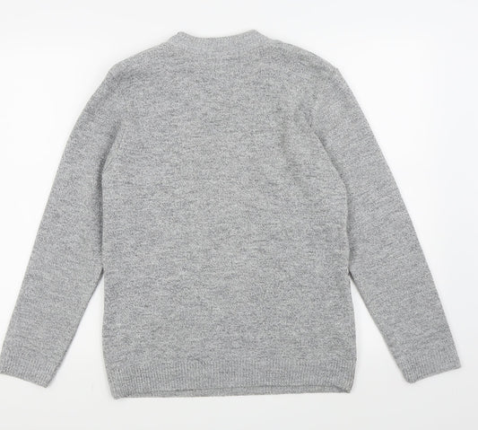 pure and natural Womens Grey Floral Pullover Jumper Size M