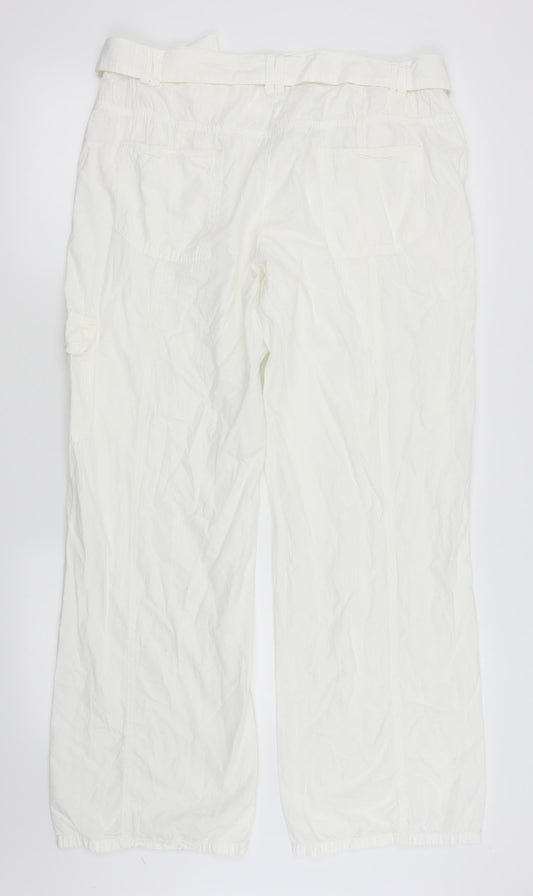 Womens UK Size 14 Simply Be Regular Fit White Trousers