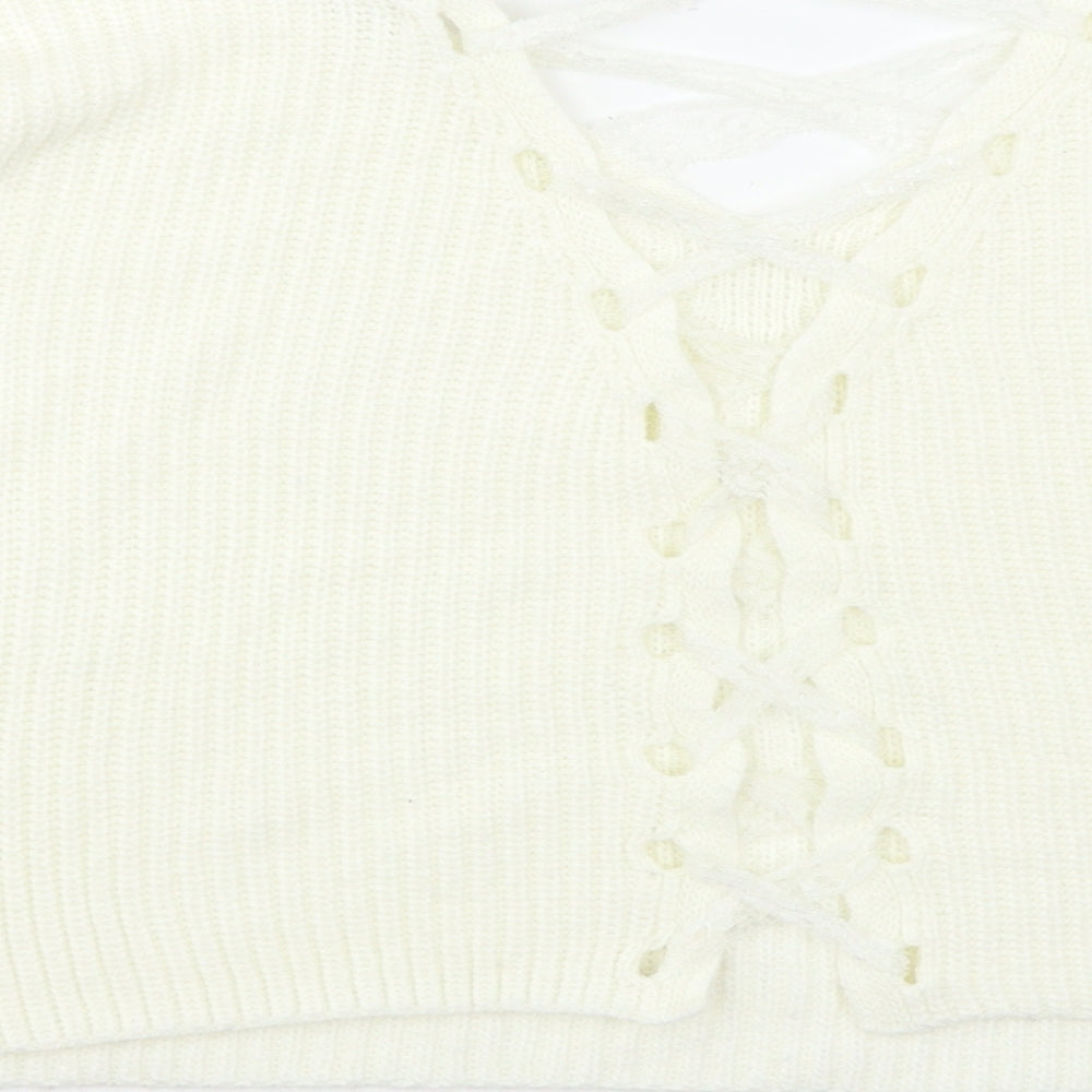 Miss Selfridge Womens White Pullover Jumper Size 8 - Lace corset back