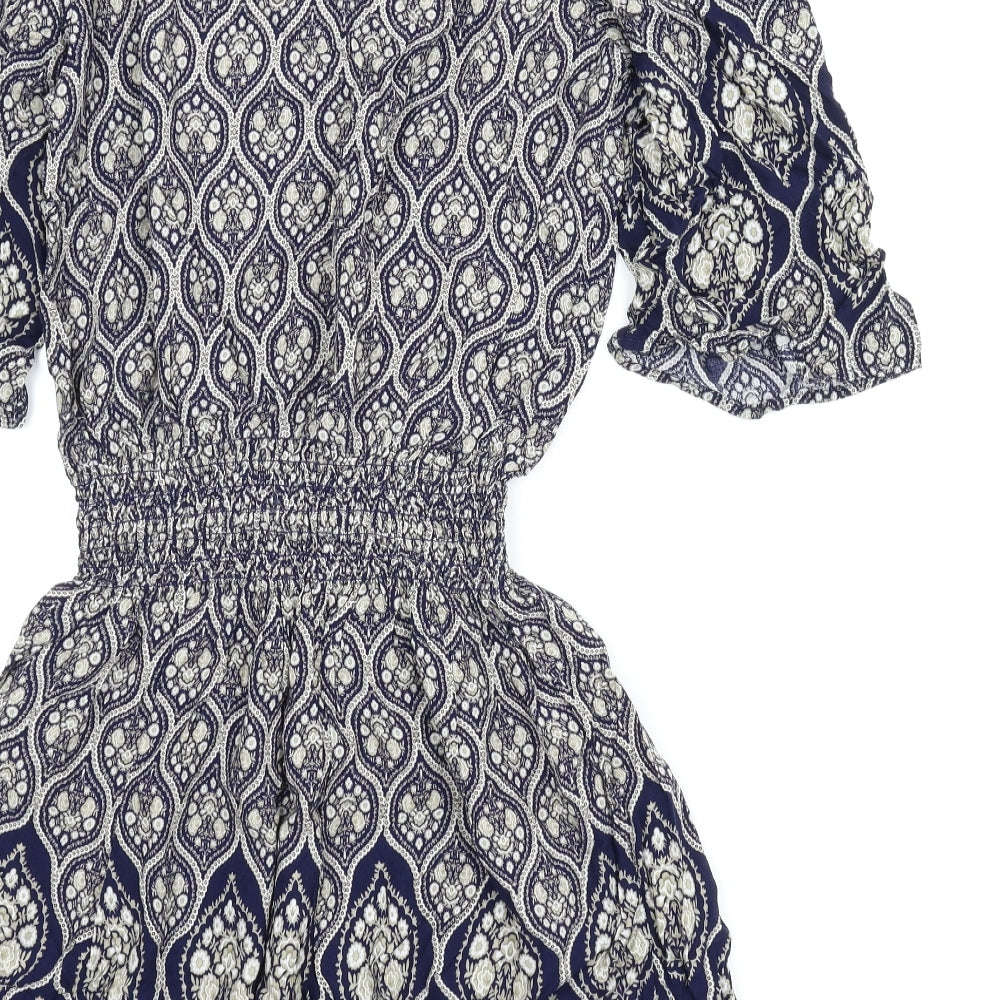 Blue Vanilla Womens Blue Paisley A-Line Size L
