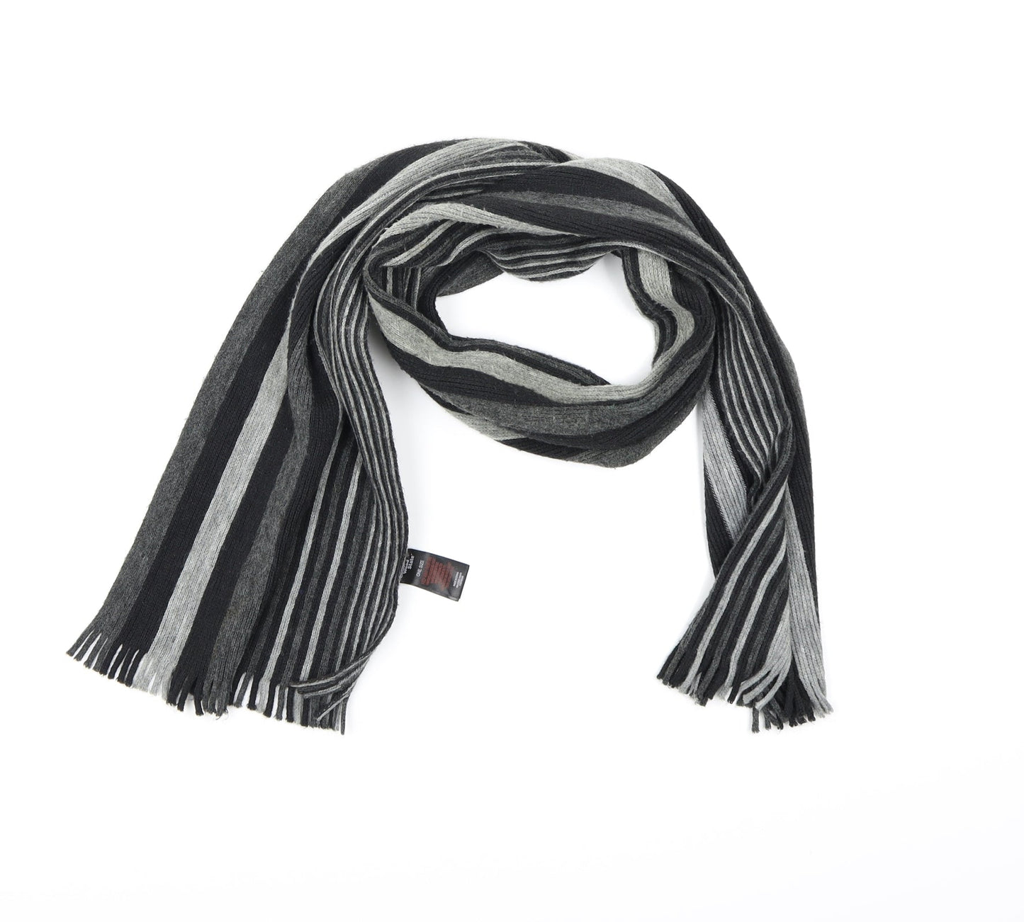 Cedar Wood State Mens Grey Striped Knit Scarf One Size