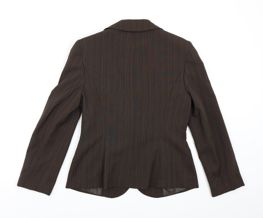 George Womens Brown Striped Rayon Jacket Blazer Size 10