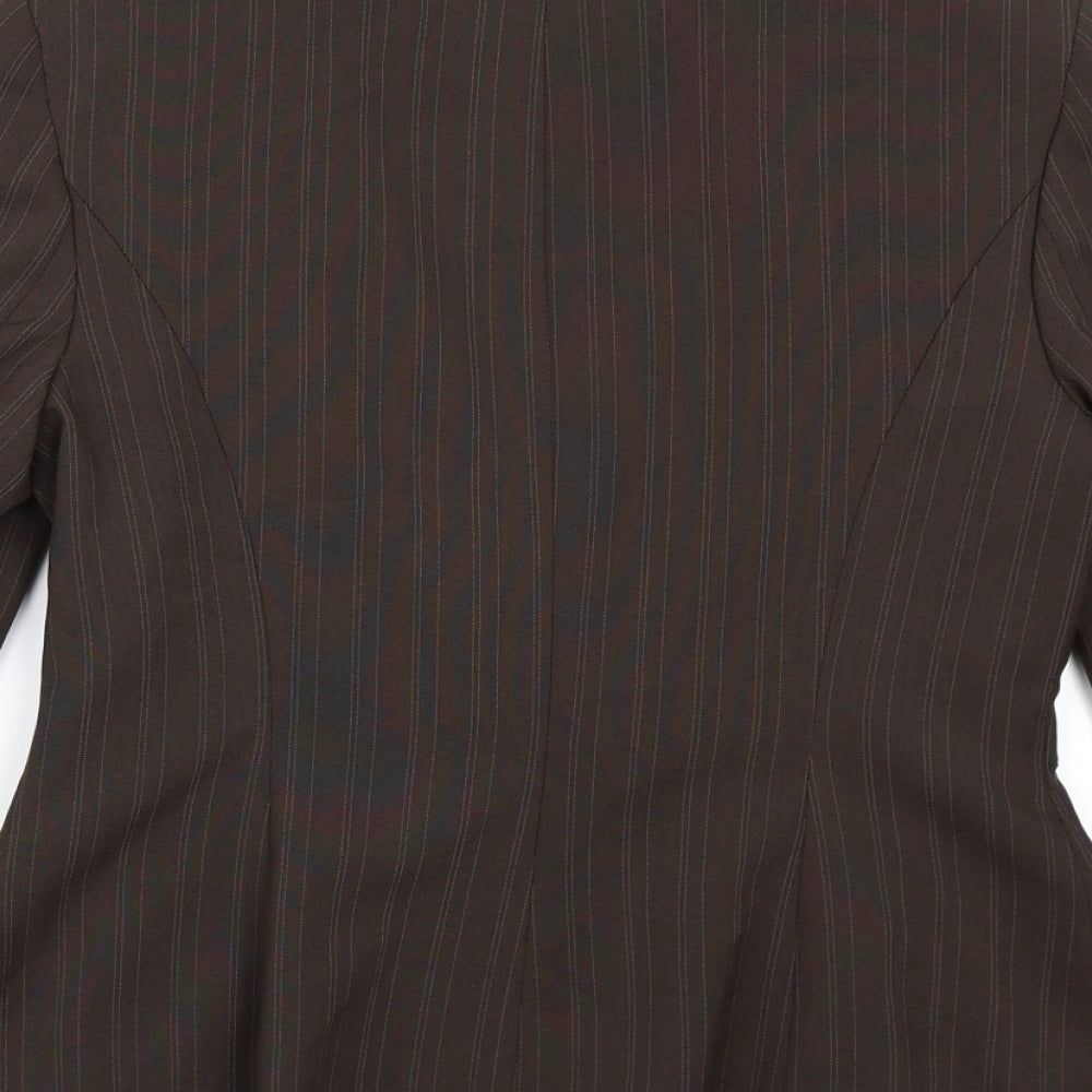 George Womens Brown Striped Rayon Jacket Blazer Size 10