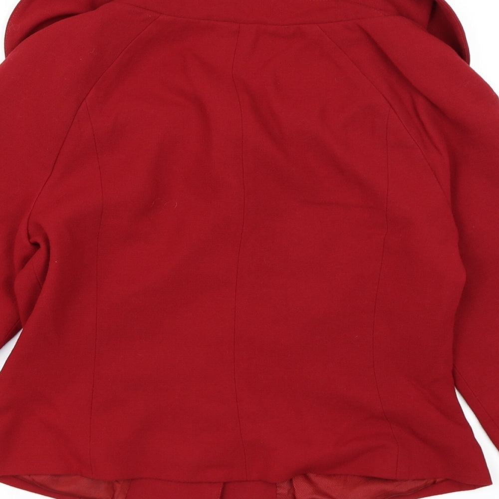 Womens UK Size 10 Wallis Red Pea Coat