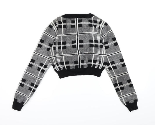 Primark Womens Grey Check Knit Pullover Jumper Size 6