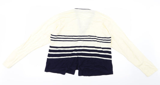 Janique Womens Blue Striped Knit Cardigan Jumper Size L