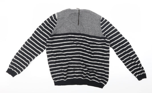 Autograph Womens Grey Striped Knit Pullover Jumper Size 18