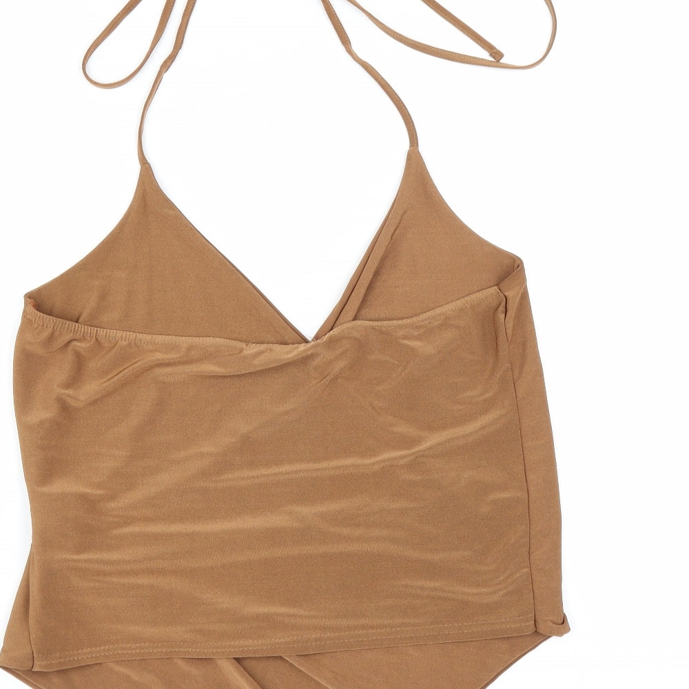 Missguided Womens Brown Basic Blouse Size 8