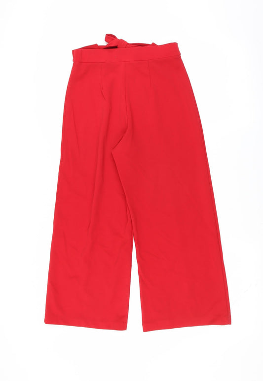Miss Selfridge Womens Red Trousers Size 6 L22 in - cropped tie waist