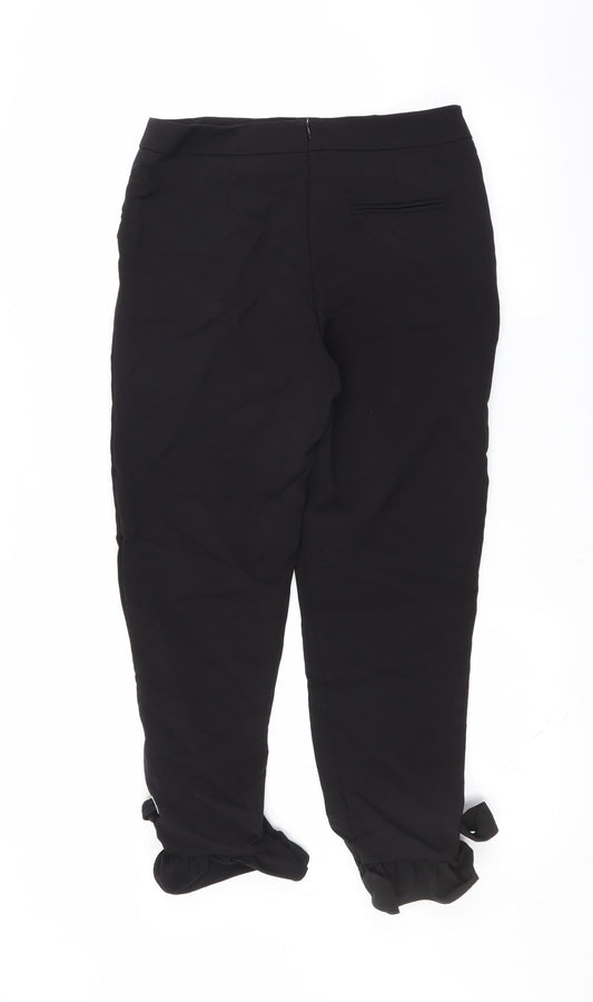 Sainsburys Womens Black Trousers Size 10 L24 in - ruffle leg detail