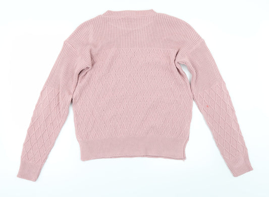 I SAW IT FIRST Womens Pink Pullover Jumper Size M - side slit