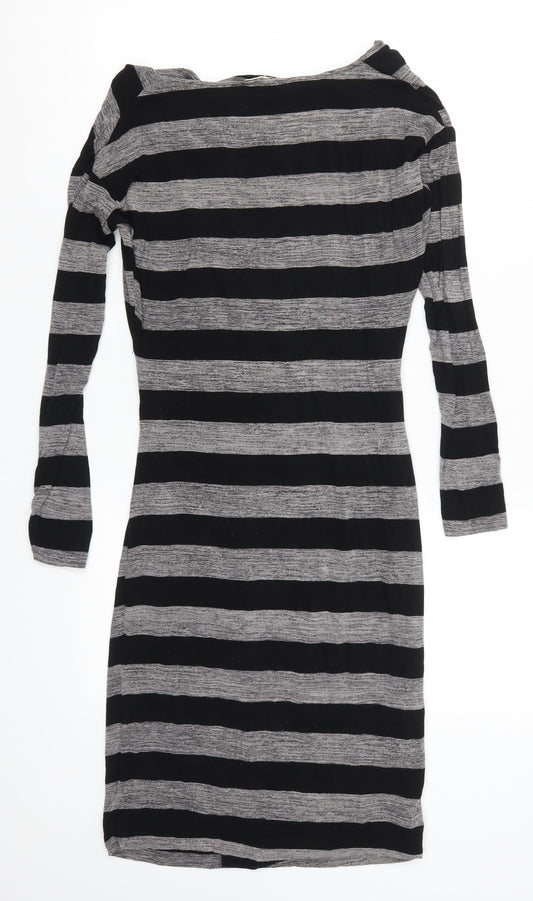 Back view of Linea women’s grey striped bodycon, size UK 8
