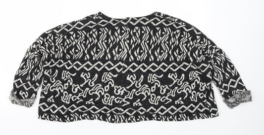 Topshop Womens Black Geometric Pullover Jumper Size 10
