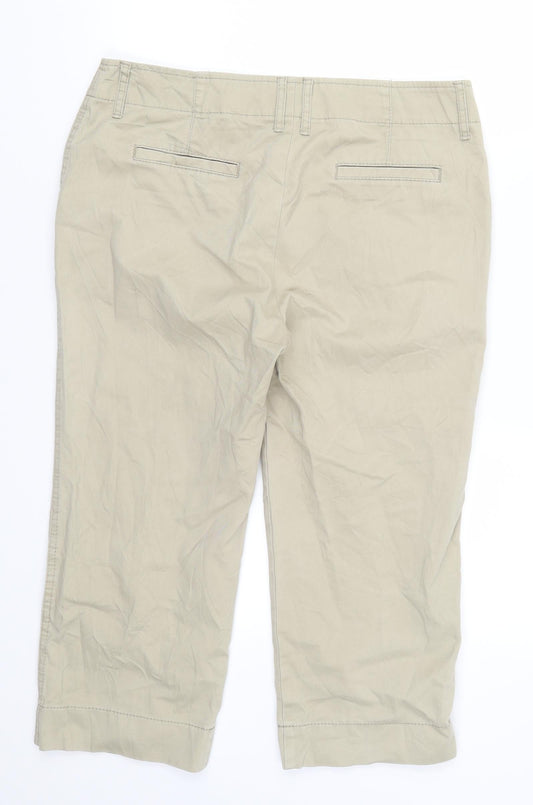 Womens UK Size 12 Marks and Spencer Regular Fit Cropped Beige Trousers