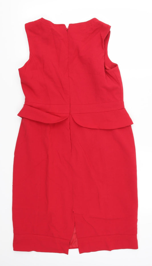 Back view of Papaya women’s red pencil dress, size UK 14