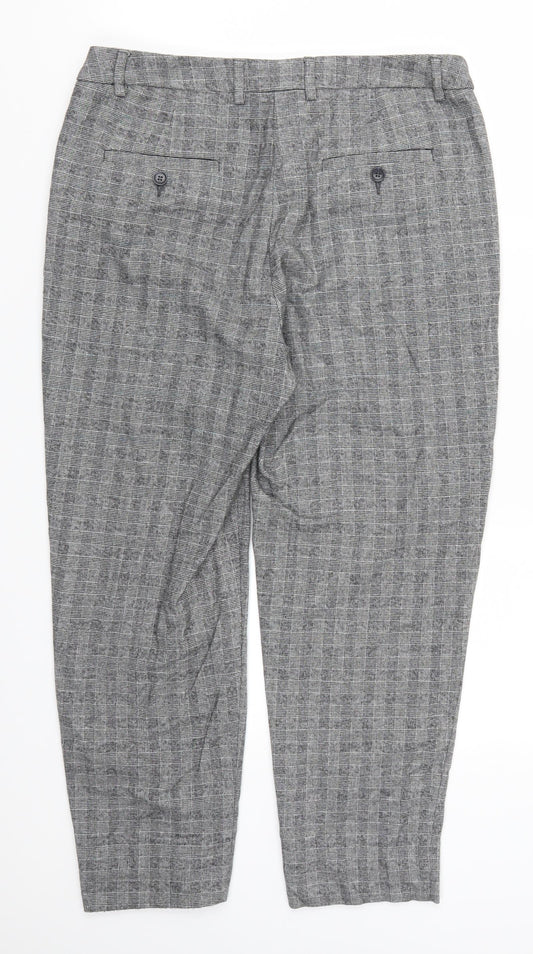 TU Womens Grey Check Trousers Size 14 L23.5 in