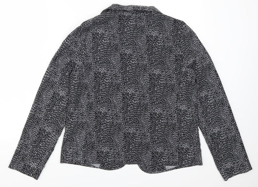 George Womens Grey Animal Print Jacket Size 12