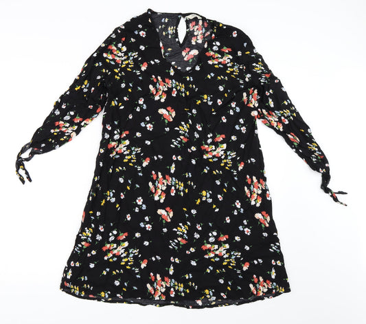 Back view of Papaya women’s black floral shift, size UK 14
