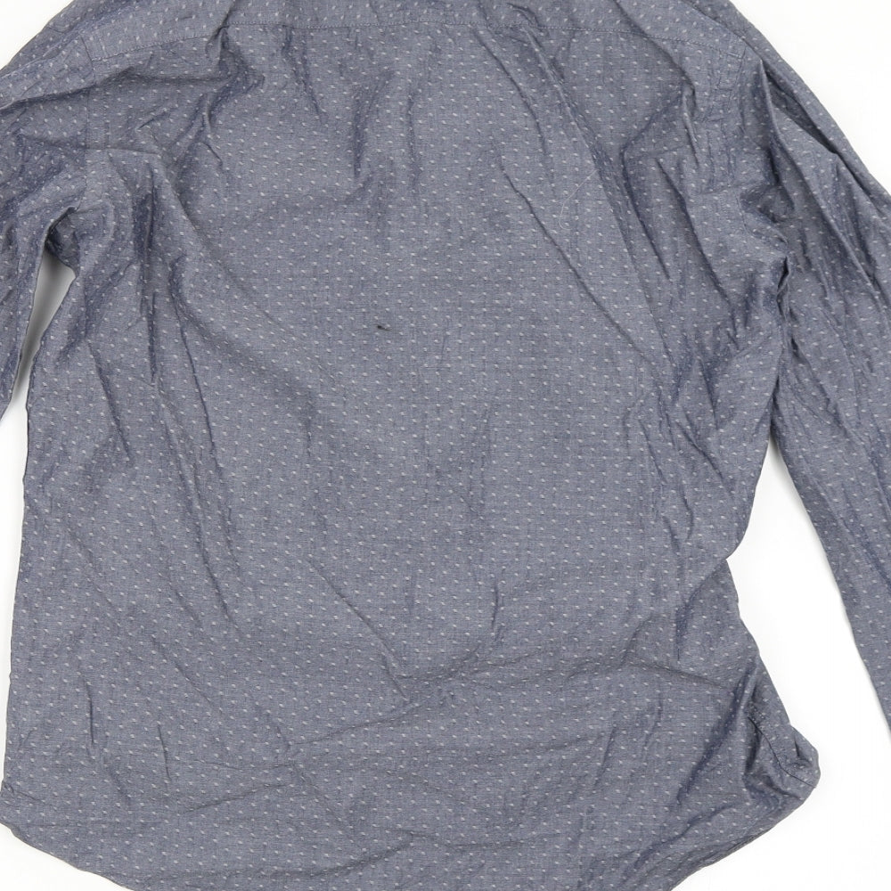 River Island Mens Blue Button-Up Size 16.5