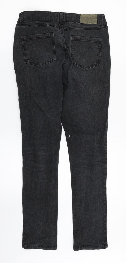 Dorothy Perkins Womens Black  Denim Straight Jeans Size 8 L30 in