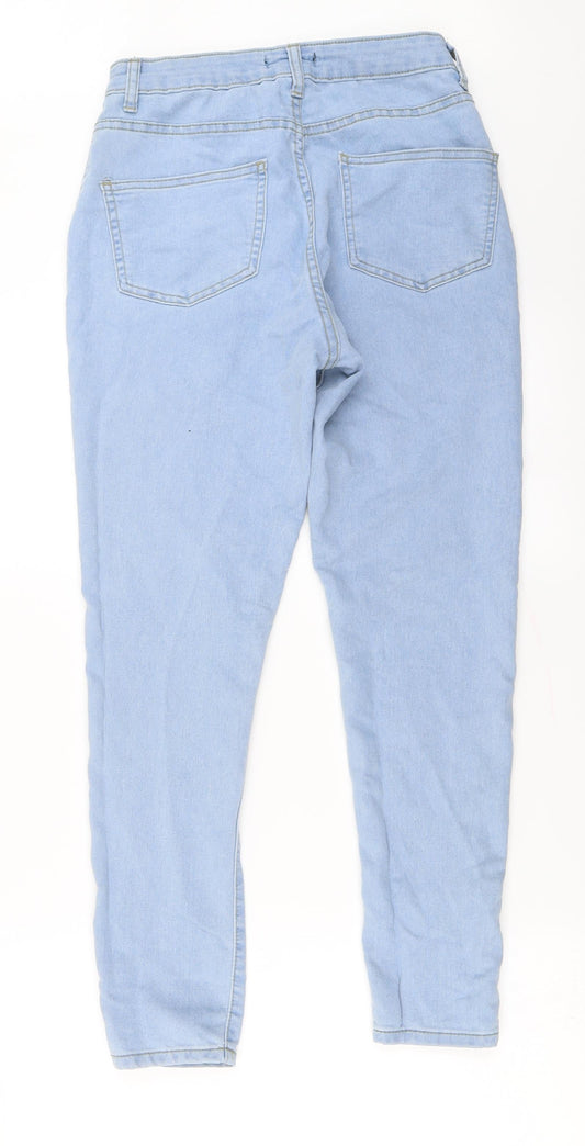 Boohoo Womens Blue Houndstooth Skinny Jeans Size 10 L25 in