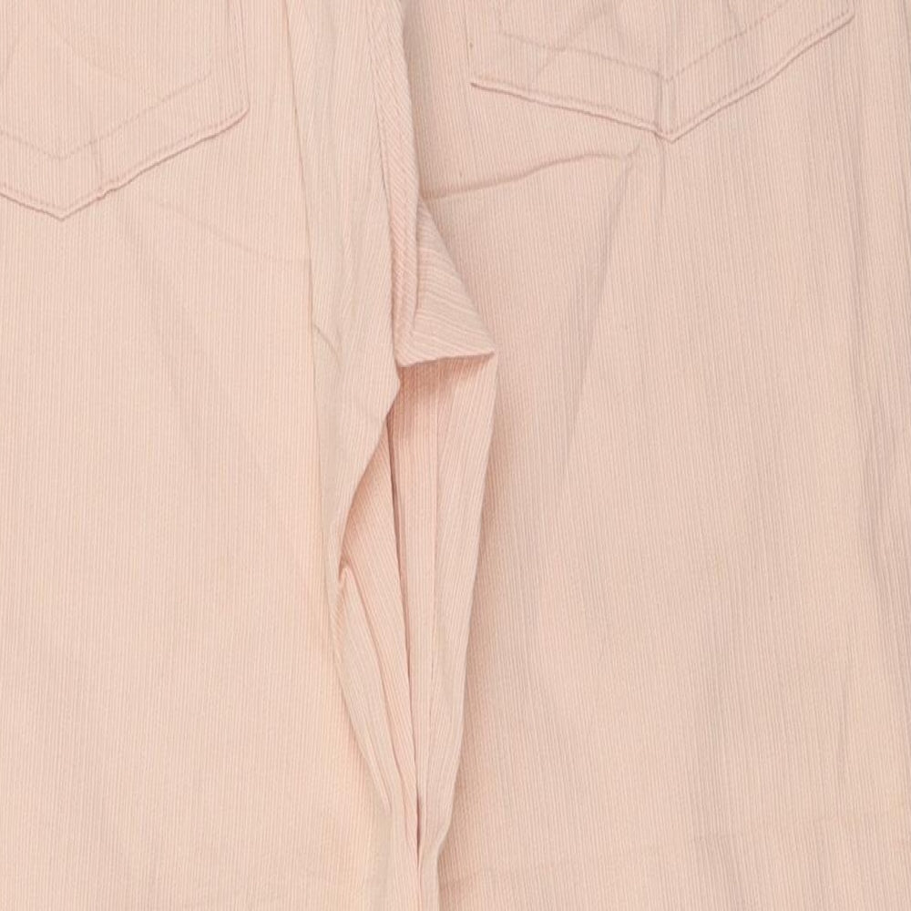 Womens UK Size 12 Papaya Regular Fit Cropped Pink Trousers