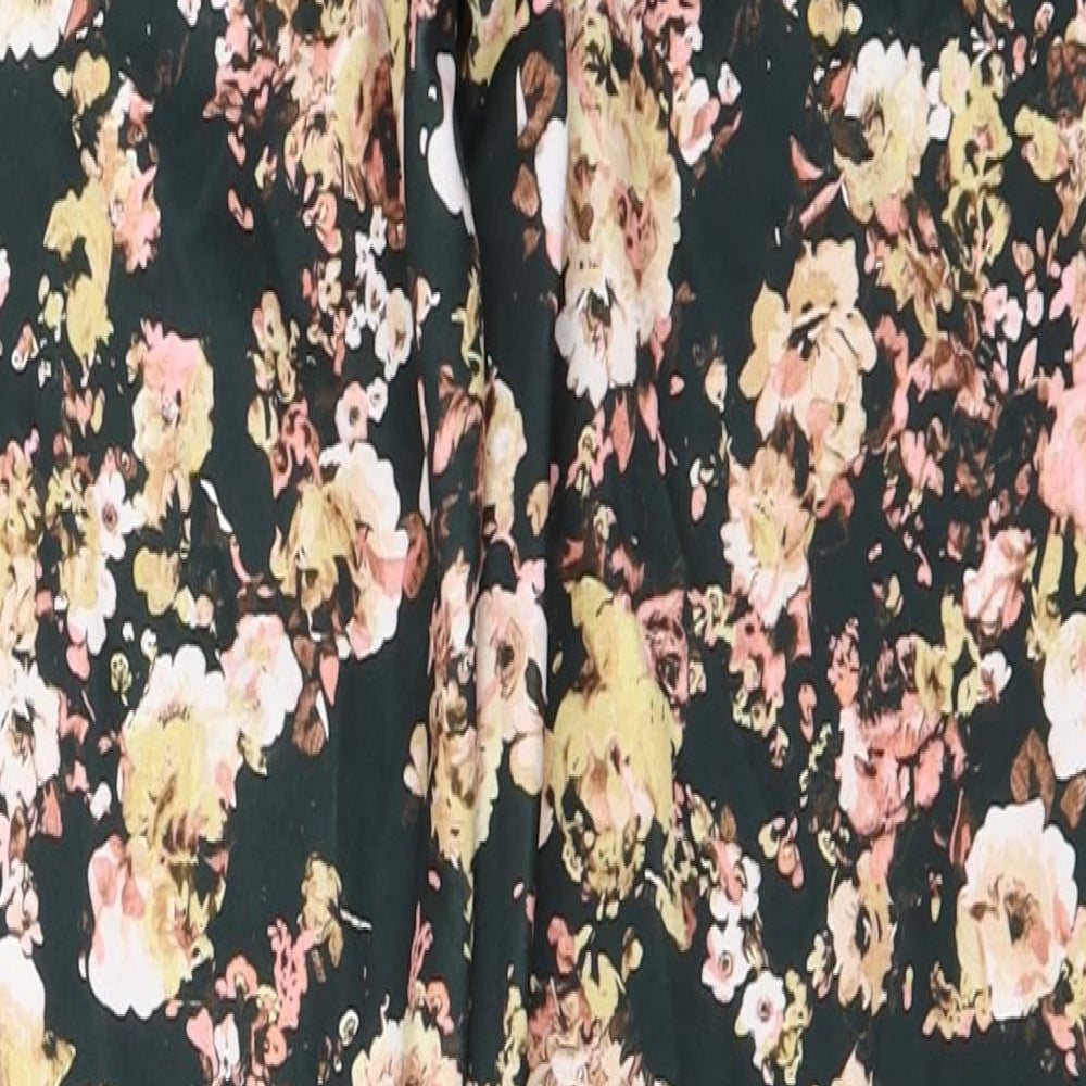 Boohoo Womens Green Floral Trousers Size 12 L24 in