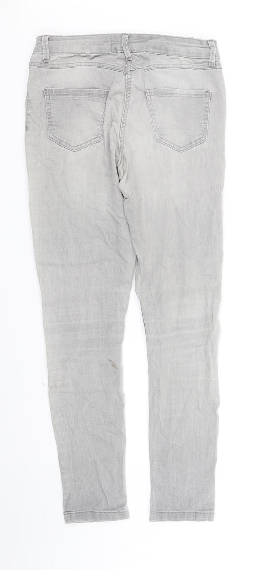 Womens UK Size 10 Preworn Regular Fit Straight Grey Jeans