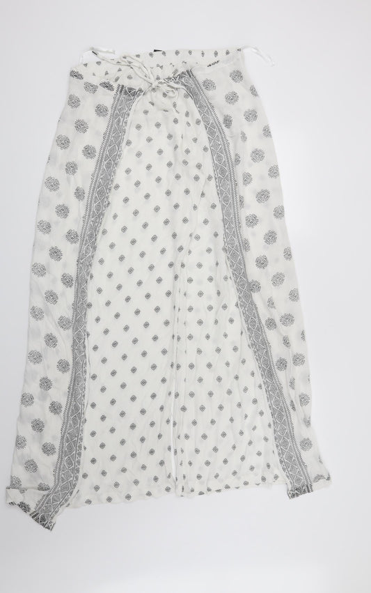 Atmosphere Womens White Geometric Trousers Size 12 L29 in