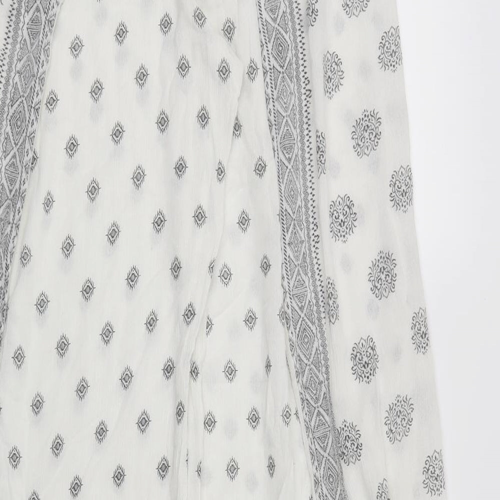 Atmosphere Womens White Geometric Trousers Size 12 L29 in