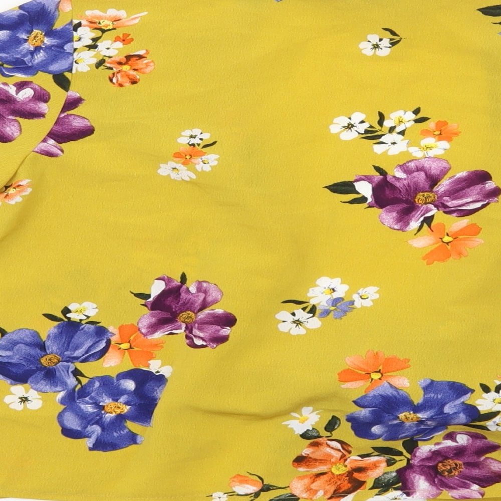 Primark Womens Yellow Floral Kimono Blouse Size 6