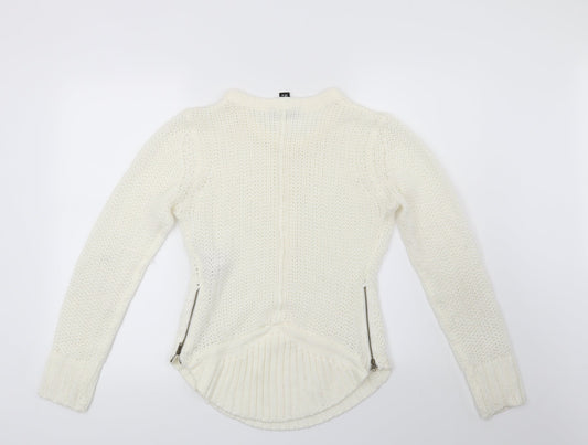 Miso Womens White Pullover Jumper Size 10