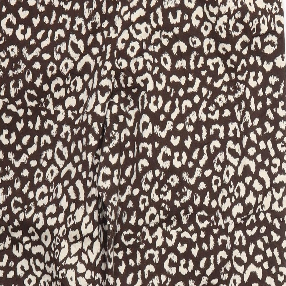 TU Womens Brown Animal Print Cropped Trousers Size 8 L23 in