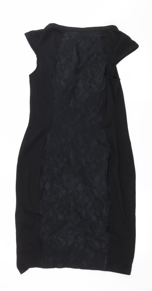 George Womens Black Batik Jersey A-Line Size 12