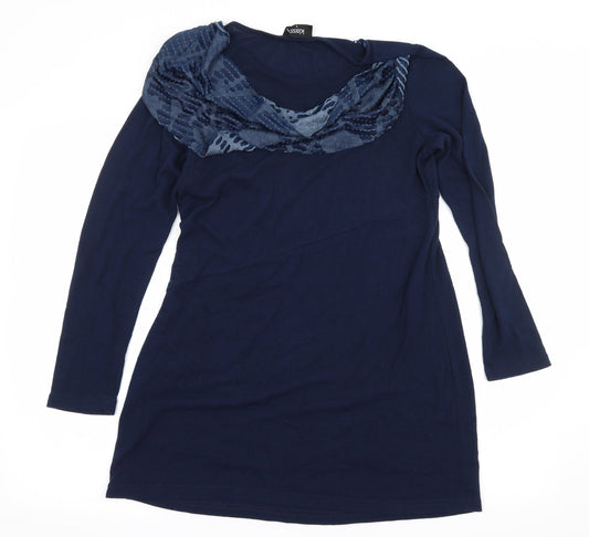 Klass Womens Blue Geometric Knit Pullover Jumper Size S