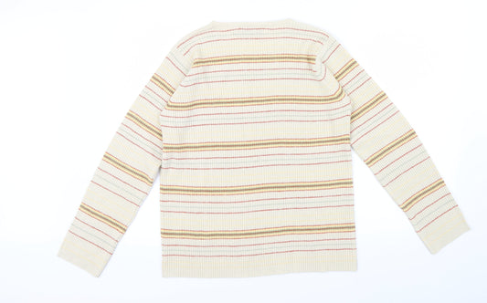 EWM Womens Beige Striped Pullover Jumper Size M