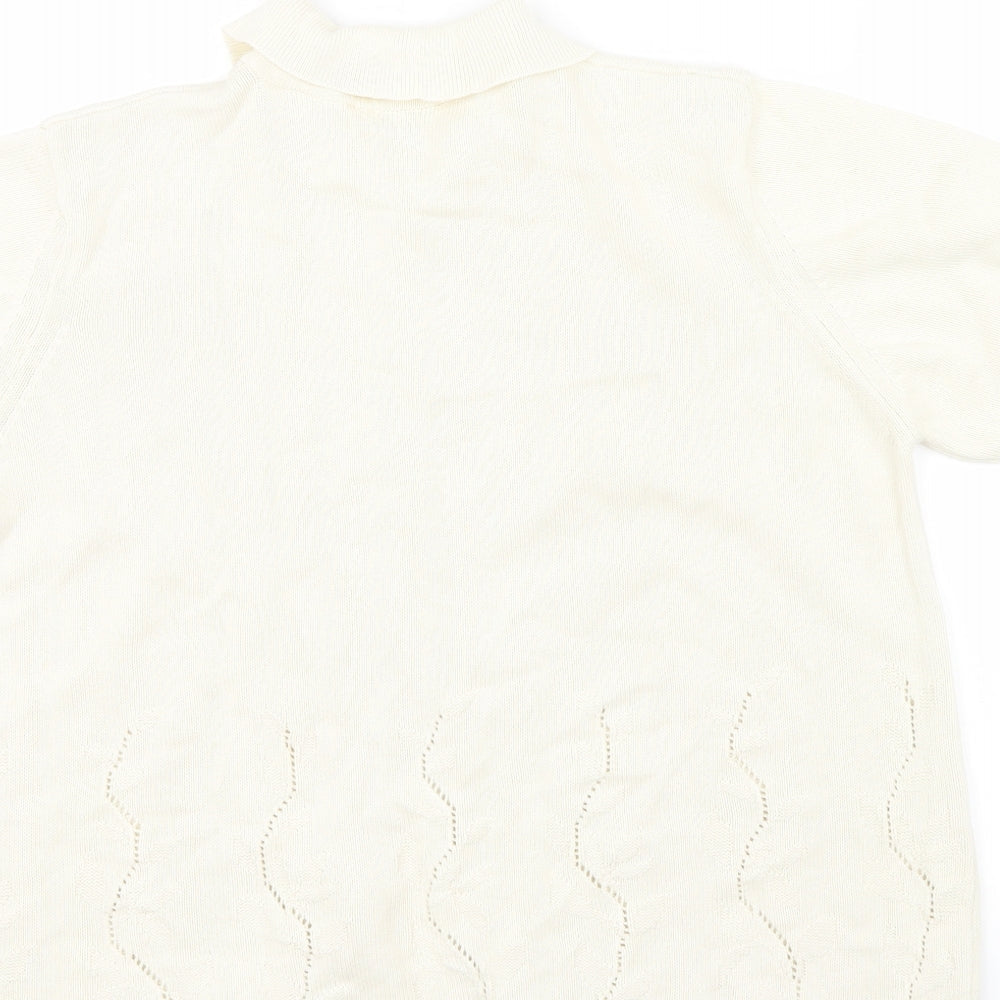 M&S Womens Beige Floral Cardigan Jumper Size 14