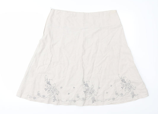 Atmosphere Womens Beige Floral  A-Line Skirt Size 16