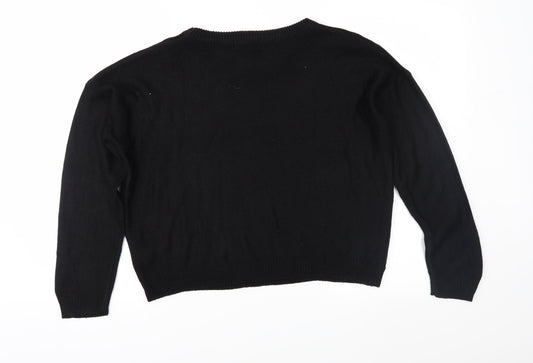 Boohoo Womens Black Knit Pullover Jumper Size S