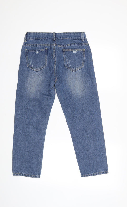 Womens UK Size 28 in Preworn Regular Fit Cropped Blue Jeans