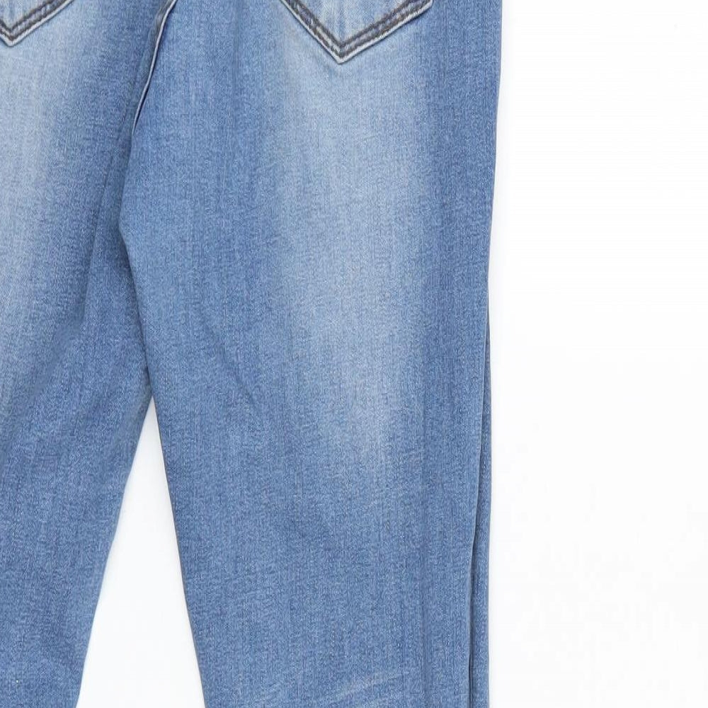 Brave Soul Womens Blue Floral Denim Skinny Jeans Size 12 L29 in