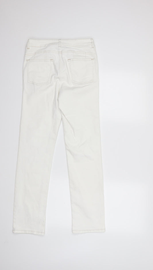 NEXT Womens White Denim Straight Jeans Size 10 L29 in