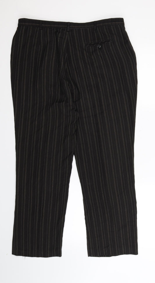 Alice Collins Womens Black Striped Trousers Size 34 in L27 in