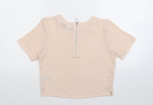 Womens UK Size 10 New Look Beige Basic T-Shirt