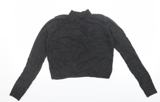 Topshop Womens Grey Pullover Jumper Size 8 - Cropped