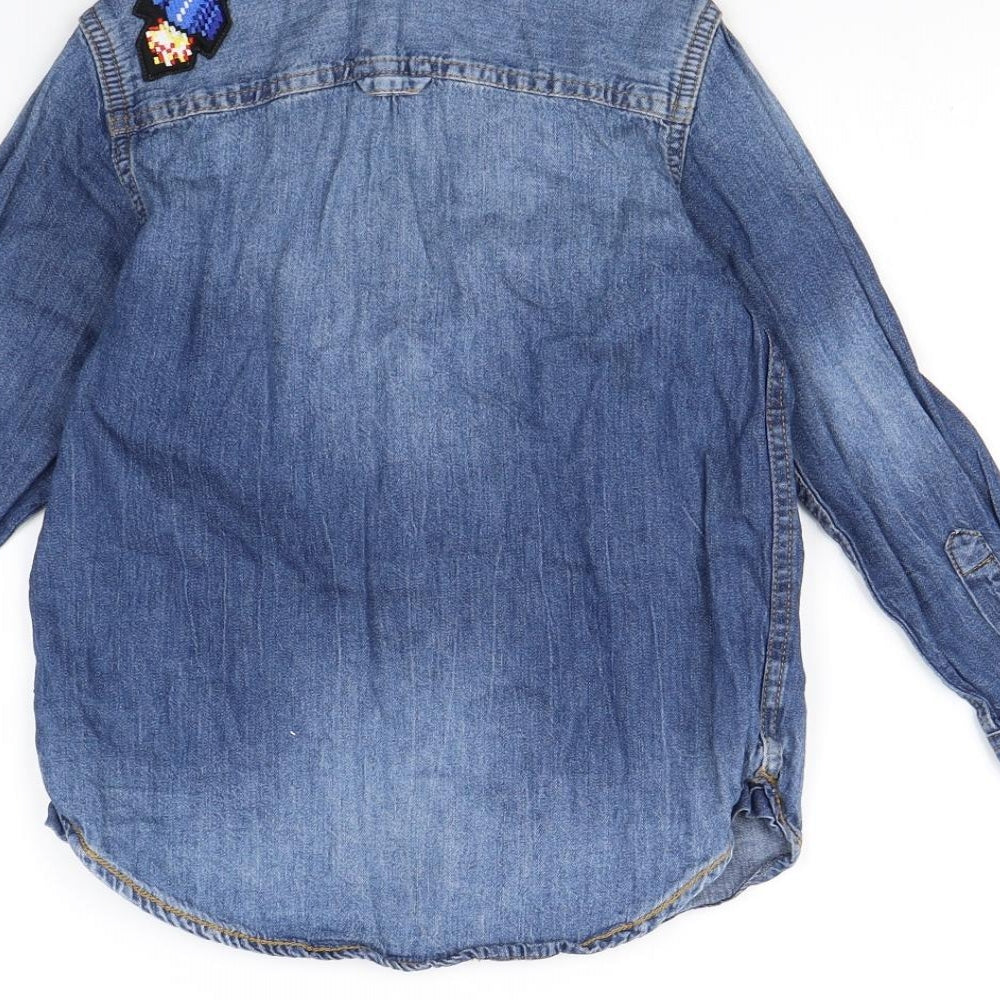 Next Boys Blue Denim Basic Button-Up Size 7 Years
