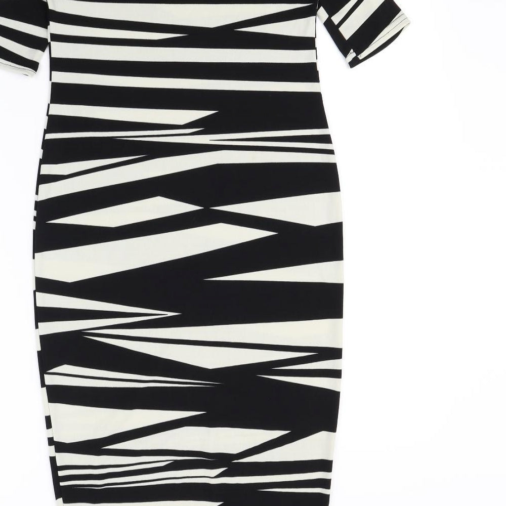 ASOS Womens Black Animal Print Bodycon Size 8