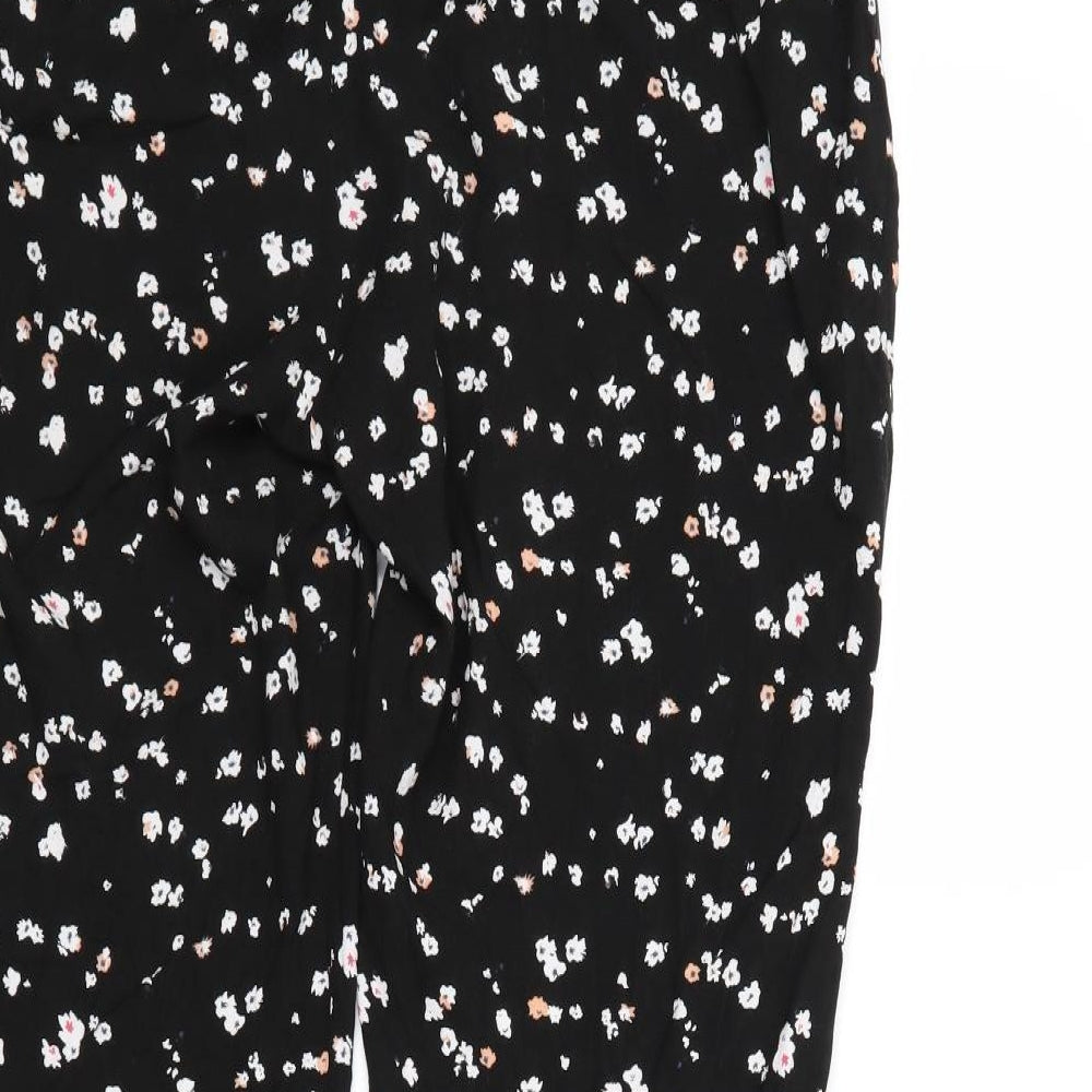 Womens UK Size 10 ICHI Regular Fit Black Trousers