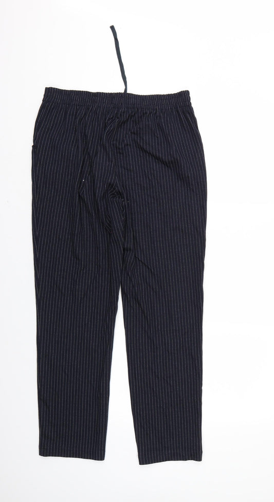 TU Womens Black Striped Trousers Size 12 L27 in