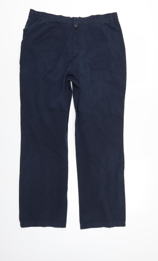 M&S Womens Blue Chino Trousers Size 14 L22 in